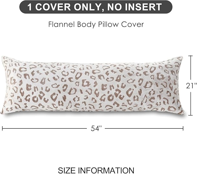SOCHOW Body Pillow Cover 21x54 Inches, Super Soft and Cozy Leopard Print Fleece Long Body Pillowcase with Zipper Closure,1 Pack, Brown