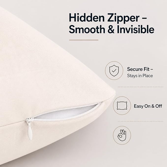 EVOLIVE Ultra Soft Microfiber Body Pillow Cover/Pillowcases 21"x54" with Hidden Zipper Closure (Ivory, 21"x54" Body Pillow Cover)
