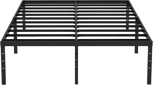 Full Size Bed Frame, 18" High Bed Frames with Max 3500lbs Metal Slat Support, Metal Platform Bed with Underbed Storage Space, Easy Assembly, No Box Spring Needed for Bedroom, Black