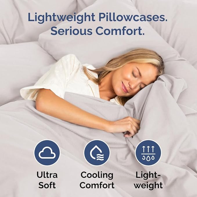 King Standard Pillow Cases Set of 2 - Soft Hotel Quality Pillowcase Covers - Comfy, Cozy & Fade Free - Wrinkle Resistant - Machine Washable Pillow Protectors - 2 Piece Set - King Standard Light Grey