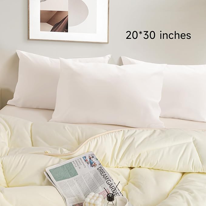 BEITE 4 Pack Pillow Case Protectors Standard -White 20×30 Inches with Smooth Zipper Design -Comfortable and Skin-Friendly Pillowcase