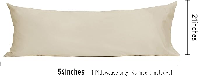 Sunflower Body Pillowcase 100% Cotton Long Pillow Cover/Case Envelope Closure 1 Pack, 20×54 inches Light Brown, Soft and Breathable