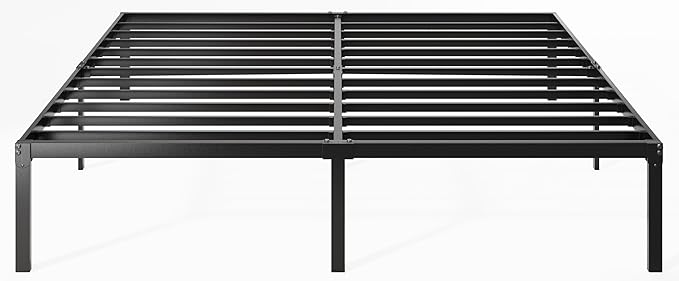 Allewie King Size Bed Frame, 14 inch Metal Platform Beds with Storage Space, No Box Spring Needed and Easy Assembly, Black