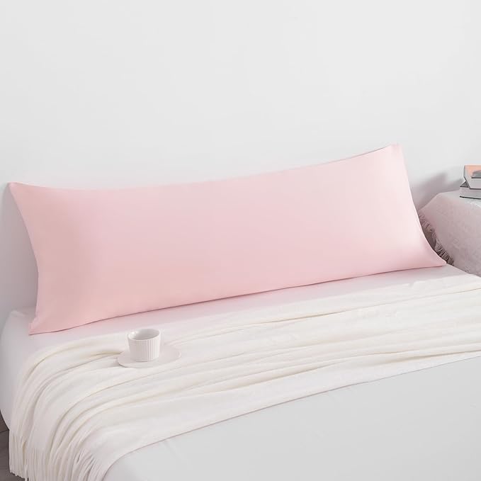 NTBAY Body Pillowcase - Brushed Microfiber 20x54 Pillowcase - Soft, Wrinkle-Free, Fade-Resistant, Stain-Resistant, Blush Pink Body Pillow Cover with Envelope Closure - 20x54 Inches, Blush Pink