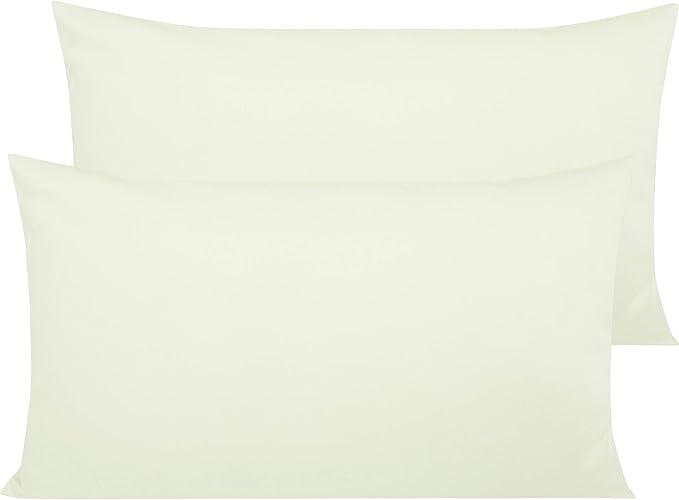 NTBAY Egyptian Cotton King Pillowcases - Set of 2, 500 Thread Count Cotton Pillowcases - Soft and Breathable Envelope Closure Pillow Cases - 20x36 Pillow Covers for Bed, Ivory