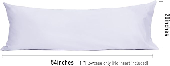 Sunflower Body Pillowcase 100% Cotton Long Pillow Cover/Case Envelope Closure 1 Pack, 20×54 inches Light Purple, Soft and Breathable