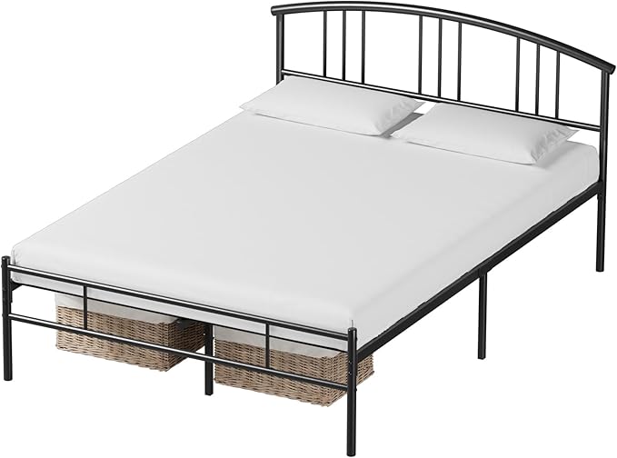VECELO Full Bed Frame with Headboard and Footboard, 14 Inch Metal Platform Mattress Foundation, Sturdy Premium Steel Slat/No Box Spring Needed