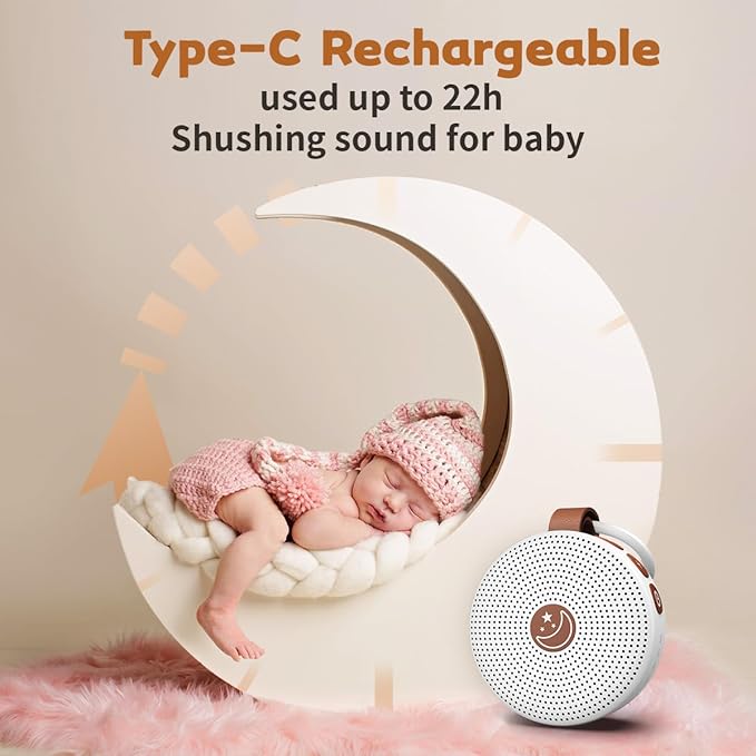 Portable Sound Machine Mini White Noise Machine Baby Shushing Brown Noise Machine with 30 Soothing Sounds for Kids Adults Dogs Auto-Off Timer 32 Volume Levels Sleep Machine for Home Office Privacy