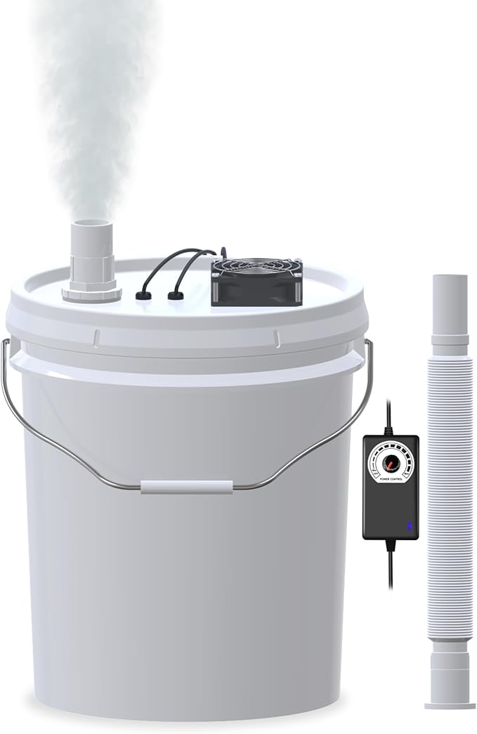 19L Large Capacity DIY Humidifier Kit - for Plants, Mushrooms, Grow Tents, Terrarium | Turns a 5 Gallon Bucket into Cool Mist Humidifier, Extendable Hose, High Output, Long Runtime (2 Foggers Kit)