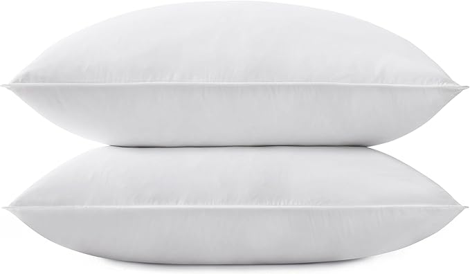 SNUG&COZY Grey Goose Feather Down Pillow for Sleeping(2 Pack)- Standard/Queen Size(20IN×28IN), Goose Feather&Down Filling, 100% Down Proof, Machine Wash, White
