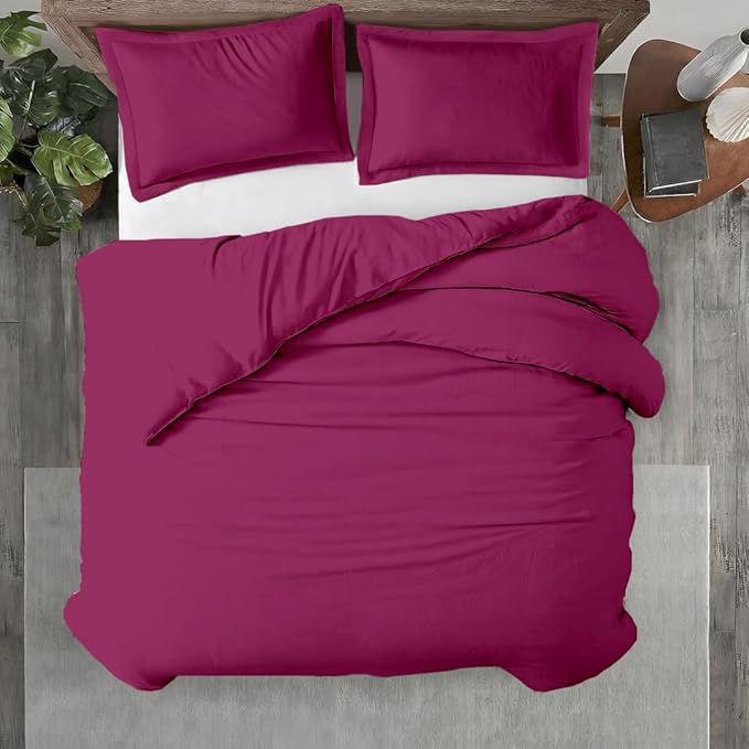 Kotton Culture Custom Duvet Cover - 100% Egyptian Cotton 600 Thread Count Soft Breathable Durable Customizable Comforter Cover(Desired Dimensions)- Zipper Closure & 7 Internal Ties - Hot Pink
