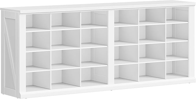 Hzuaneri Farmhouse Shoe Storage Bench, Entryway Shoe Cubby Bench, Widened Wooden Shoes Cubbies with Compartments, Shoes Rack Benchs for Cloakroom, Living Room, White SB52503X