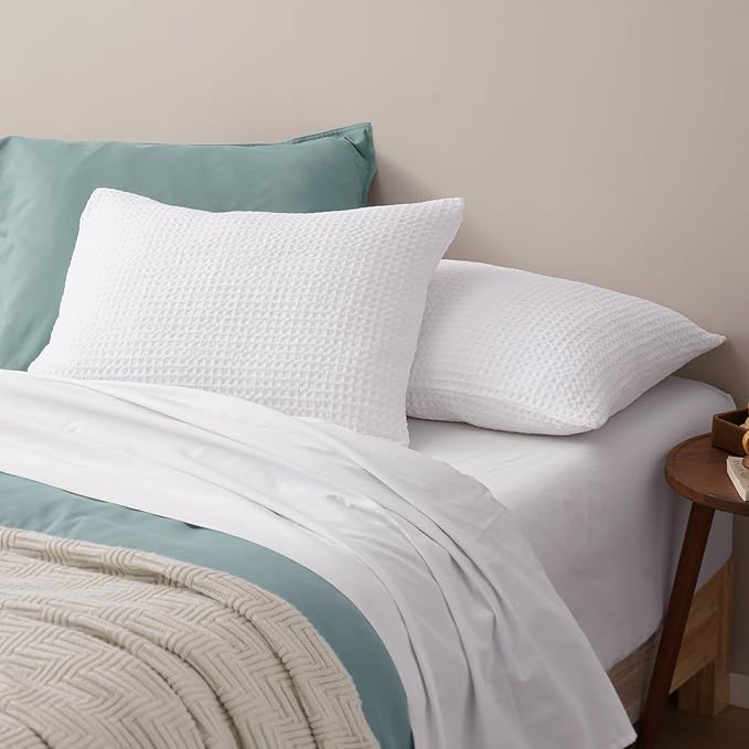 PHF Ultra Soft Waffle Weave Pillow Shams King Size, No Insert, 2 Pack 20" x 36" Pillowcases,Breathable & Skin-Friendly Pillow Cases, Stylish Decorative Bed Pillow Cases Covers,White