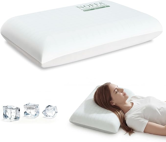 Cooling Memory Foam Pillow, Bed Pillow, Medium Soft Feel Neck Pillow for Sleeping, Memory Foam Pillows for Sleeping Side, Back & Stomach Sleepers, Breathable & Removable Cover