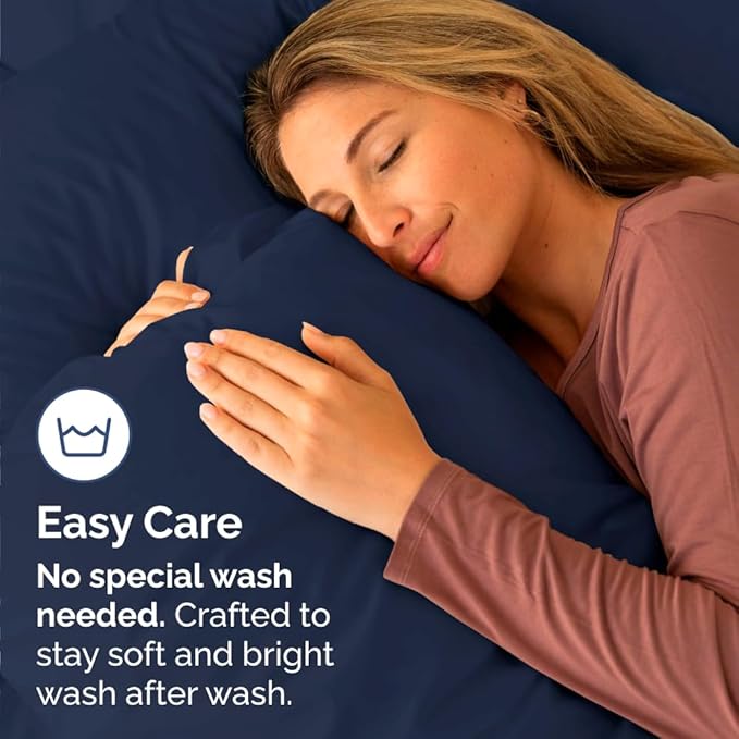 Body Pillowcases Set of 4-20x54 Long Body Pillow Case - Soft Body Pillow Cover for Sleeping & Side Sleepers - Comfy, Breathable & Fade Free - Machine Washable with Envelope Enclosure - (Navy Blue)