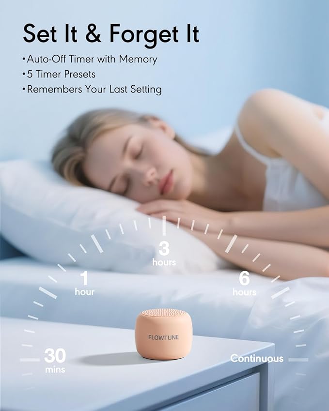 Sound Machine Flowtune White Noise Machine for Baby Adults, Mini Portable Sound Machine for Travel, 6H Timer, 18 Soothing Sleep Sounds Gift (Peach)