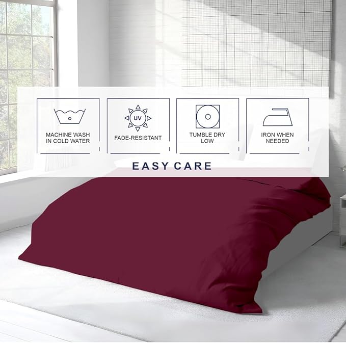 Kotton Culture 3 Pc 120"x120" Duvet Cover Set Super King Plus/Super Oversize King 100% Egyptian Cotton - 600 Thread Count, Zipper Closure & Corner Ties - Fits Only Large Inserts -Red Burgundy