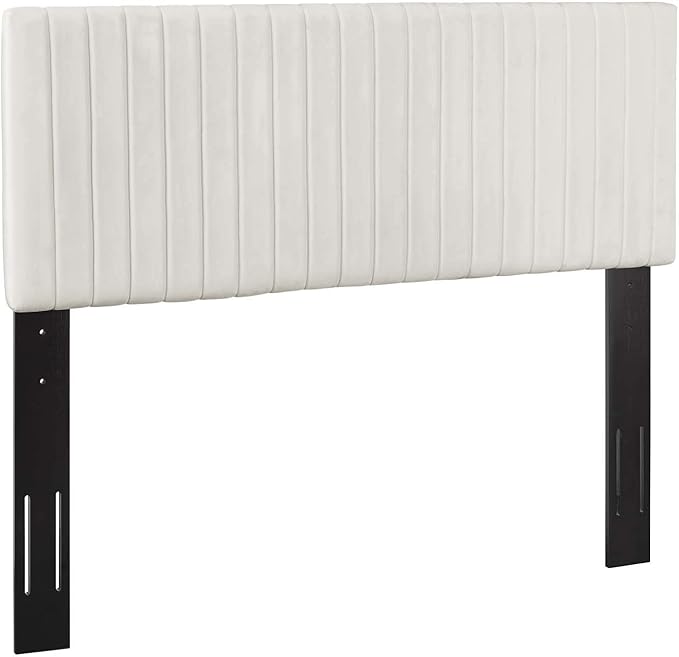 Modway Keira Channel Tufted Performance Velvet Upholstered Full / Queen Headboard in Ivory