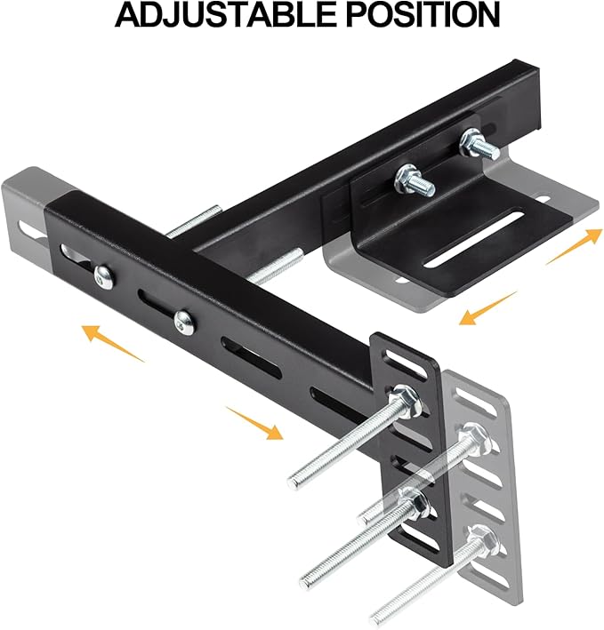 2 Pack Adjustable Headboard Brackets for Bed Base, Metal Headboard Brackets kit for Bed Frame, Black Footboard Extension Kit Compatible with Twin Full Queen King Bed