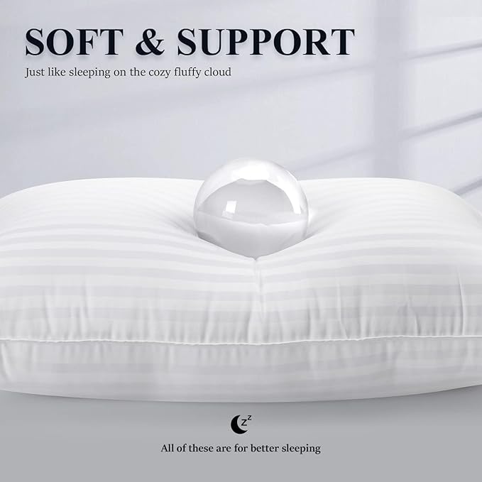 COZSINOOR Bed Pillows for Sleeping Queen Size - Hotel Quality Set of 2 - Breathable Down Alternative Microfiber Filled for Back, Stomach, Side Sleepers, Cooling & Skin-Friendly
