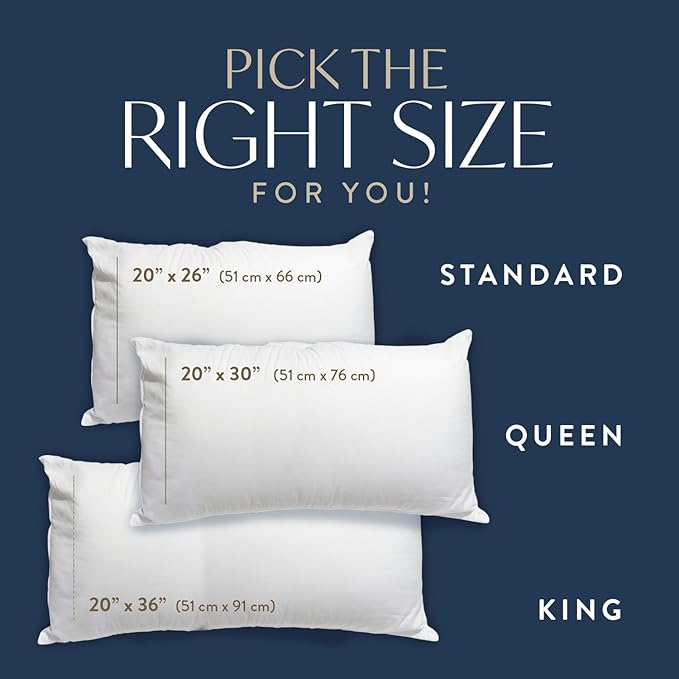 Digital Decor 100% Cotton Luxury Hotel Pillows Queen Size Set of 2, Cooling Down Alternative Bed Pillows for Sleeping, Hypoallergenic Soft Pillows for Side & Back Sleepers, Made in USA, 30" x 20"
