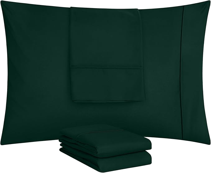 Utopia Bedding King Pillow Cases - 4 Pack - Envelope Closure - Soft Brushed Microfiber Fabric - Shrinkage and Fade Resistant Pillow Covers King Size 20 X 40 Inches (King, Emerald)