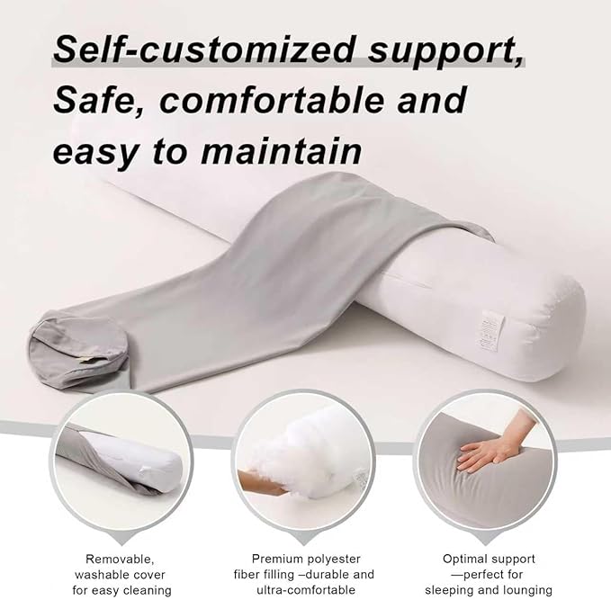 Body Pillow for Adults,Long Round Pillow,Big Cylindrical Pillow,Large Full Bolster Pillows for Side Sleepers (Zinc Gray, 39.37"*7.87")