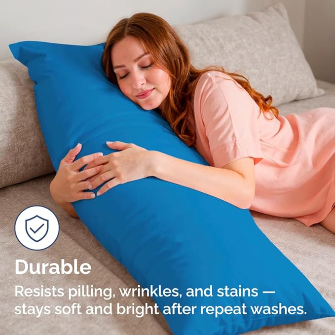 Body Pillowcases Set of 4-20x54 Long Body Pillow Case - Soft Body Pillow Cover for Sleeping & Side Sleepers - Comfy, Breathable & Fade Free - Machine Washable w/Envelope Enclosure - (Royal Blue)