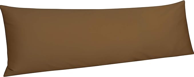 NTBAY Egyptian Cotton Body Pillowcase - 500 Thread Count Cotton Body Pillow Cover - Soft and Breathable Envelope Closure Body Pillowcase for Adults, 20x54 Inches, Brown