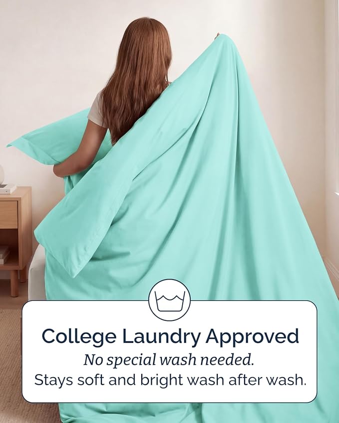 Duvet Cover Twin/Twin XL Size Set - Extra Soft Twin/Twin XL Duvet Cover 68" x 90" with 1 Pillow Sham - Hotel Luxury, Easy Care, Fade Free with Zipper Closures & Ties - Comfy & Breathable (Spa Blue)