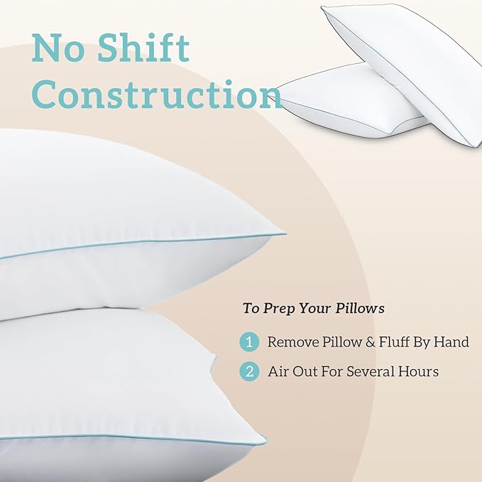 Homelike Moment Down Feather Pillows Queen - 2 Pack Feather Bed Pillows for Sleeping Queen Size Pillow Set of 2 100% Cotton Cover 20x30 Inch