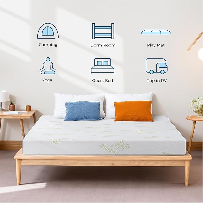 Inofia 6 Inch Folding Mattress, Memory Foam Tri-fold Mattress with Removable Cover, Foldable Floor Bed, Medium Firm, Twin XL Size (80" x 39" x 6")