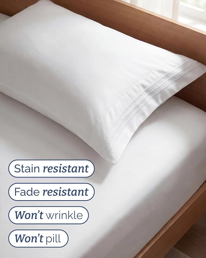 Twin Size 3 Piece Sheet Set - Comfy Breathable & Cooling Sheets - Hotel Luxury Bed Sheets for Women & Men - Deep Pockets, Easy-Fit, Extra Soft and Wrinkle Free Sheets - White Oeko-Tex Bed Sheet Set