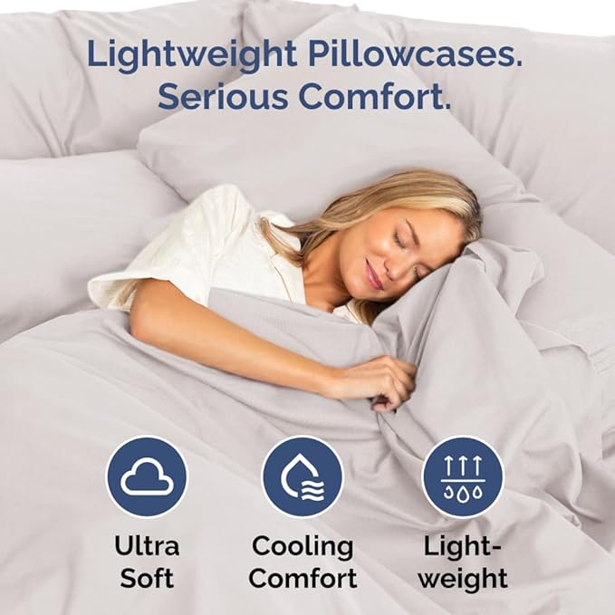 Queen Pillow Cases Set of 10 - Ultra Soft Hotel Quality Pillowcase Covers - Comfy, Cozy & Wrinkle Free - Shrink, Stain & Fade Resistant - Machine Washable Pillow Protectors - 10 Piece Set - Light Grey
