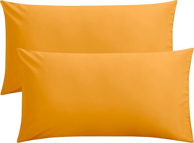 FLXXIE King Pillow Cases Set of 2, Soft Microfiber Pillow Covers with Envelope Closure, Wrinkle, Fade and Stain Resistant Pillowcases, 20x36, Ginger Yellow