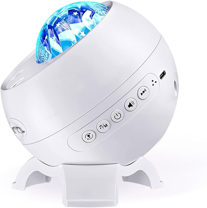 Portable Bluetooth Speaker with Hi-Fi Stereo Sound, Minimalist White Wireless Speaker with Aurora Light Show & 15 Nature Sounds, Outdoor Speaker Bluetooth for Home, Patio, Yoga, Bedroom (White)