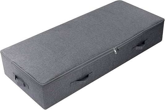 iwill CREATE PRO 39.4 inch（100cm） Longer Bedroom Underbed Storage Containers with Lid for Duvets, Blankets, Clothes, Shoes, Toys, Comforters, Wedding Dress Folding Rigid Organizer Bins, Black Gray