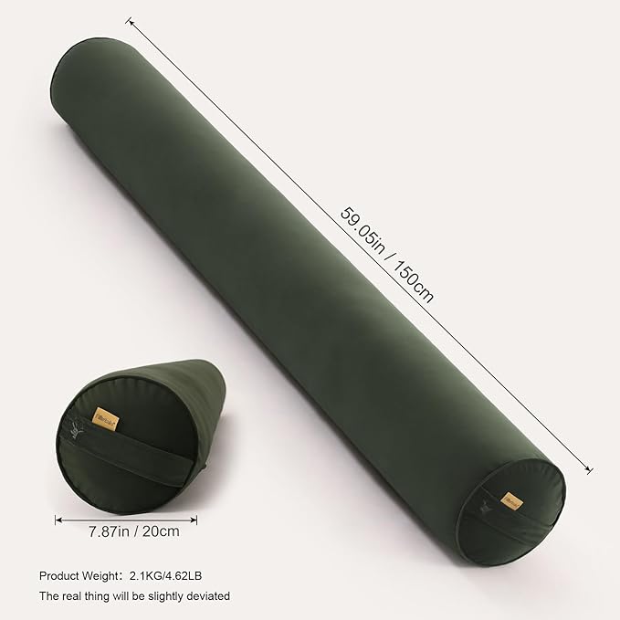 Body Pillow for Adults,Long Round Pillow,Big Cylindrical Pillow,Large Full Bolster Pillows for Side Sleepers (Jade Green, 59"*7.87")