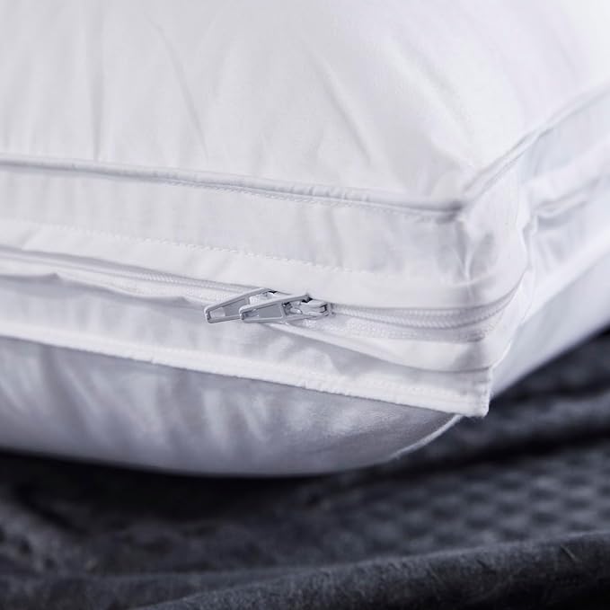 Three Geese Adjustable Layer Goose Feather Pillow,Assemblable Bed Pillow,100% Soft Organic Cotton Cover,Good for Side and Back Stomach Sleeper, Queen Size,Packaging Include 2 Pillows