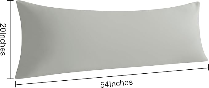 NTBAY Body Pillowcase Set of 2, 20x54 inches, Light Grey, Soft, Wrinkle, Fade Resistant, Envelope Closure, Microfiber, 2 Pieces