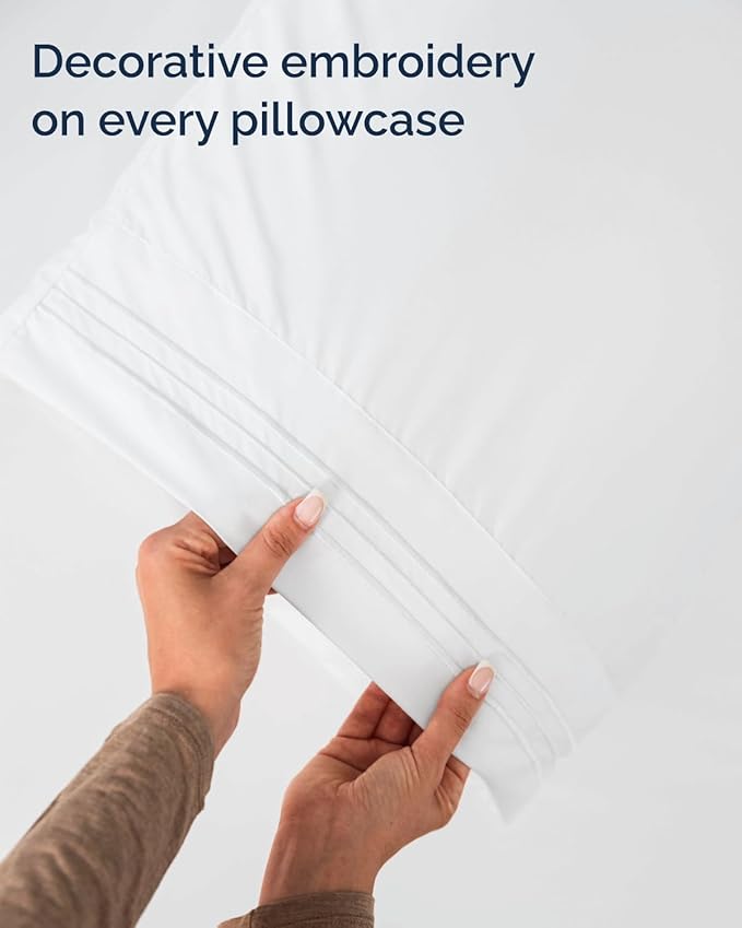 Full XL Bed Sheet - 4 Piece Full XL Bed Sheets Set - Ultra-Soft, Comfy, Breathable & Cooling - Hotel Luxury Bedding for Women & Men with Deep Pockets - Wrinkle Free & Fade Resistant - Oeko-Tex - White
