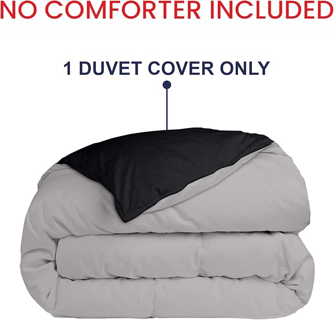 Kotton Culture 1 Pc Queen Size Duvet Cover Only -100% Egyptian Cotton 600 TC Ultra Soft Premium Durable Comforter Cover Zipper Closure & Corner Ties (Night's Shadow, Queen/Full 90" X 90")