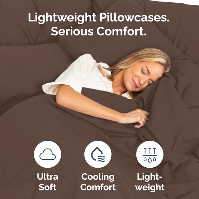 Standard Pillow Cases Set of 8 - Ultra Soft Hotel Quality Pillowcase Covers - Comfy, Cozy & Wrinkle Free - Shrink, Stain and Fade Resistant - Machine Washable Pillow Protectors - 8 Piece Set - Brown