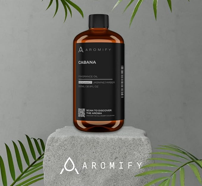 Cabana Diffuser Oil,16.9 FL Oz, 500 mL Diffuser Fragrance Oil for Home, Spa & Office, Luxury Hotel Blend of Natural Essential Oil, Bergamot, Jasmine & Amber Scents