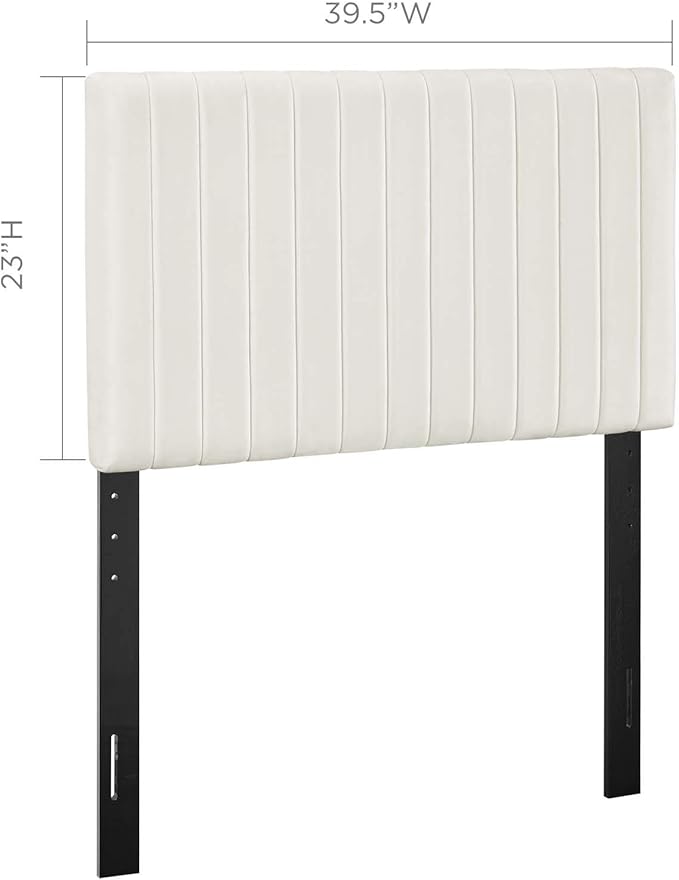 Modway Keira Channel Tufted Performance Velvet Upholstered Twin Headboard in Ivory