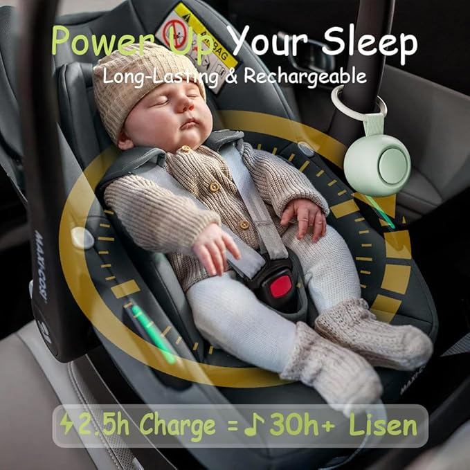 Portable Sound Machine for Baby Kids | Sleep Soother | 16 Soothing Sounds | Timer | Memory Function | 30H | White Noise | Shush | Travel | Registry Gift | Newborn Essentials | Extended Battery Edition