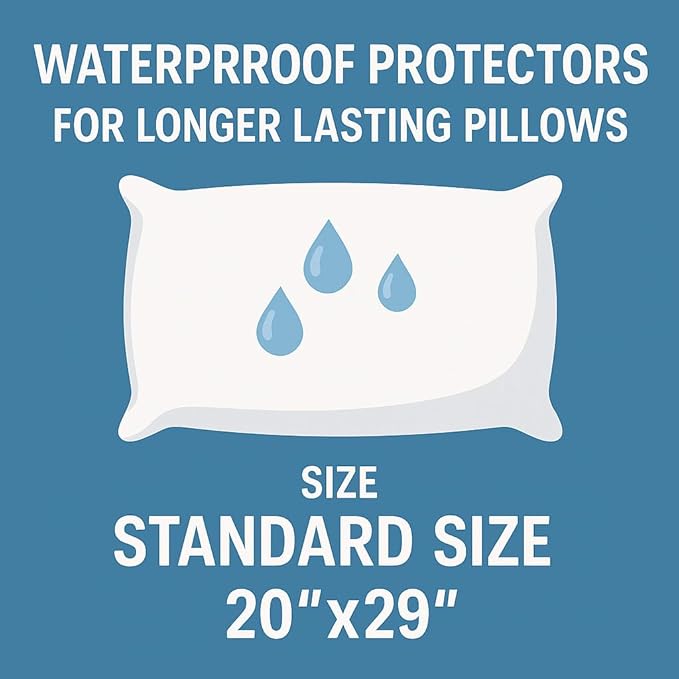 4 Pack Deluxe Zippered Vinyl Pillow Covers - Waterproof Protectors for Longer Lasting Pillows. Standard Size 20"x29". Ideal for Home, Hotel and Hospital use.