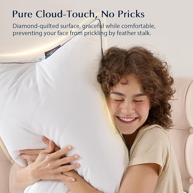 Pacific Coast Premium Goose Feather & Down Bed Pillows King Size 2-Pack, Hotel Quality Collection, Medium Support for Side & Back Sleepers