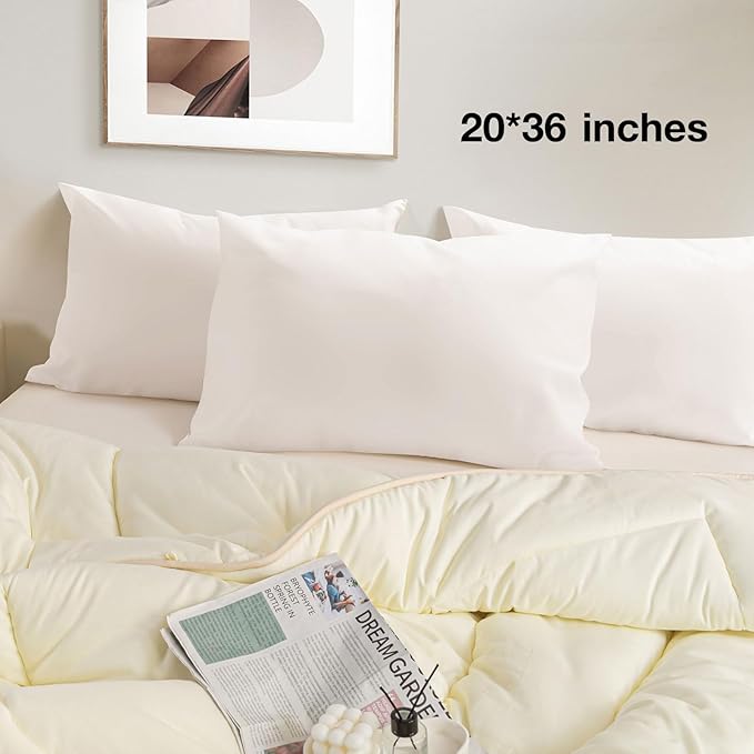 BEITE 4 Pack Pillow Case Protectors King -LightGray 20×36 Inches with Smooth Zipper Design -Comfortable and Skin-Friendly Pillowcase