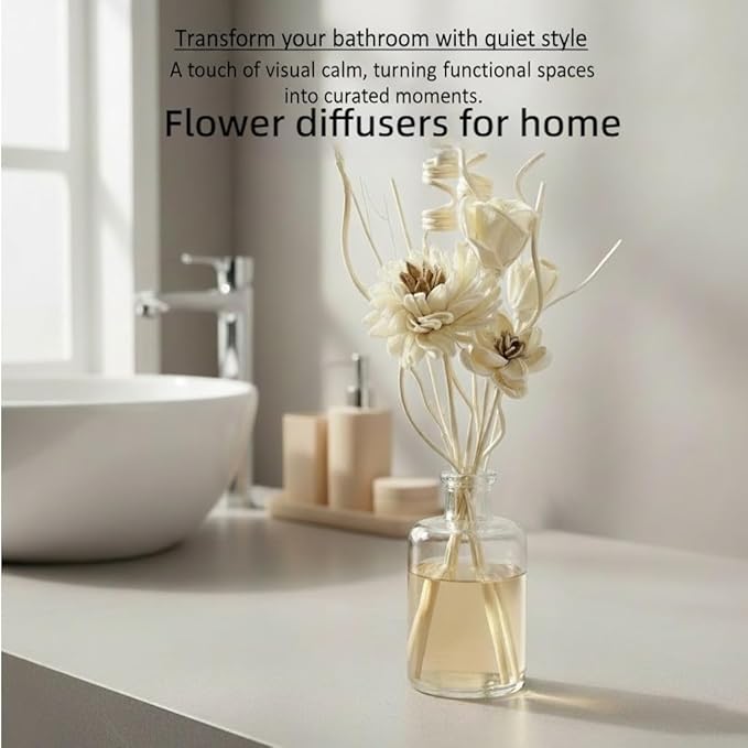 Reed Diffuser Flower Sticks Set of 12, Flower Diffusers for Home Bathroom and Bedroom Decor,Natural Paper Material
